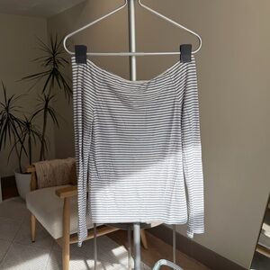Women’s | Lucky Brand Black & White Stripe Off Shoulder Top | Medium
